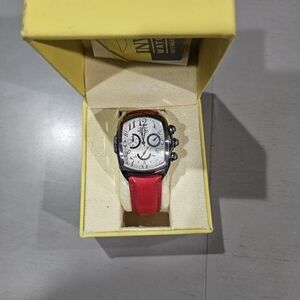 Invicta Red Dragon Lupah Leather Strap Watch